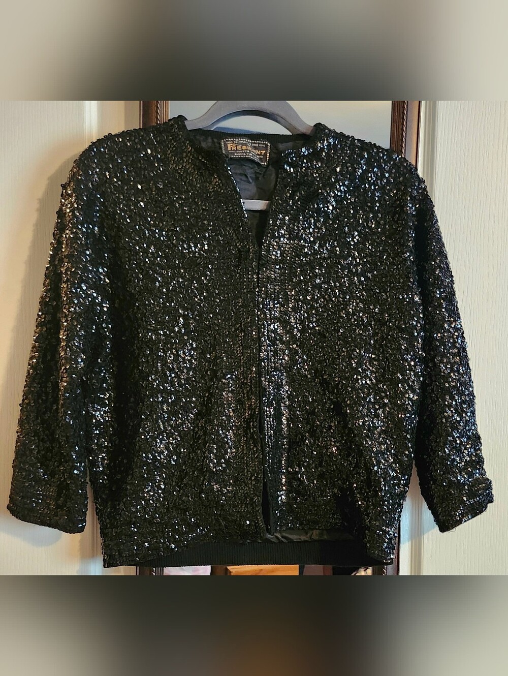 Vintage President Sequined Angora Fur Blend Jacket